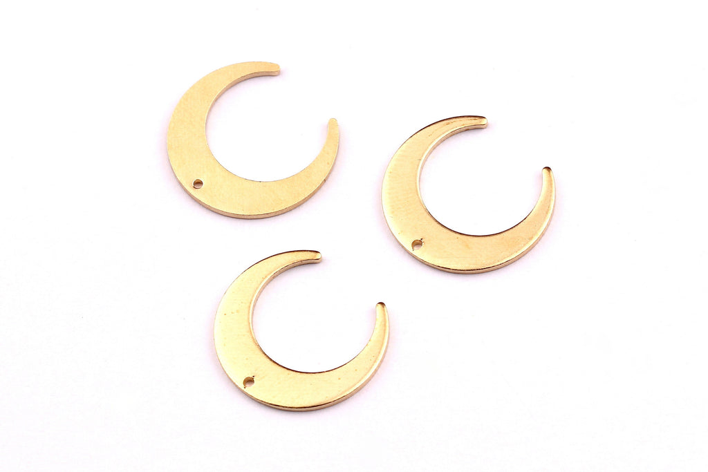 Brass Moon Charms - Moon Shaped Raw Brass Pendant - Jewelry Supplies - 17.4x1mm - PP1189 - DOMEDBAZAAR
