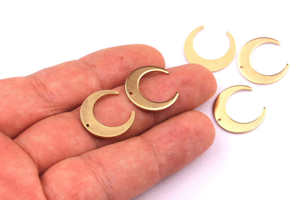Brass Moon Charms - Moon Shaped Raw Brass Pendant - Jewelry Supplies - 17.4x1mm - PP1189 - DOMEDBAZAAR
