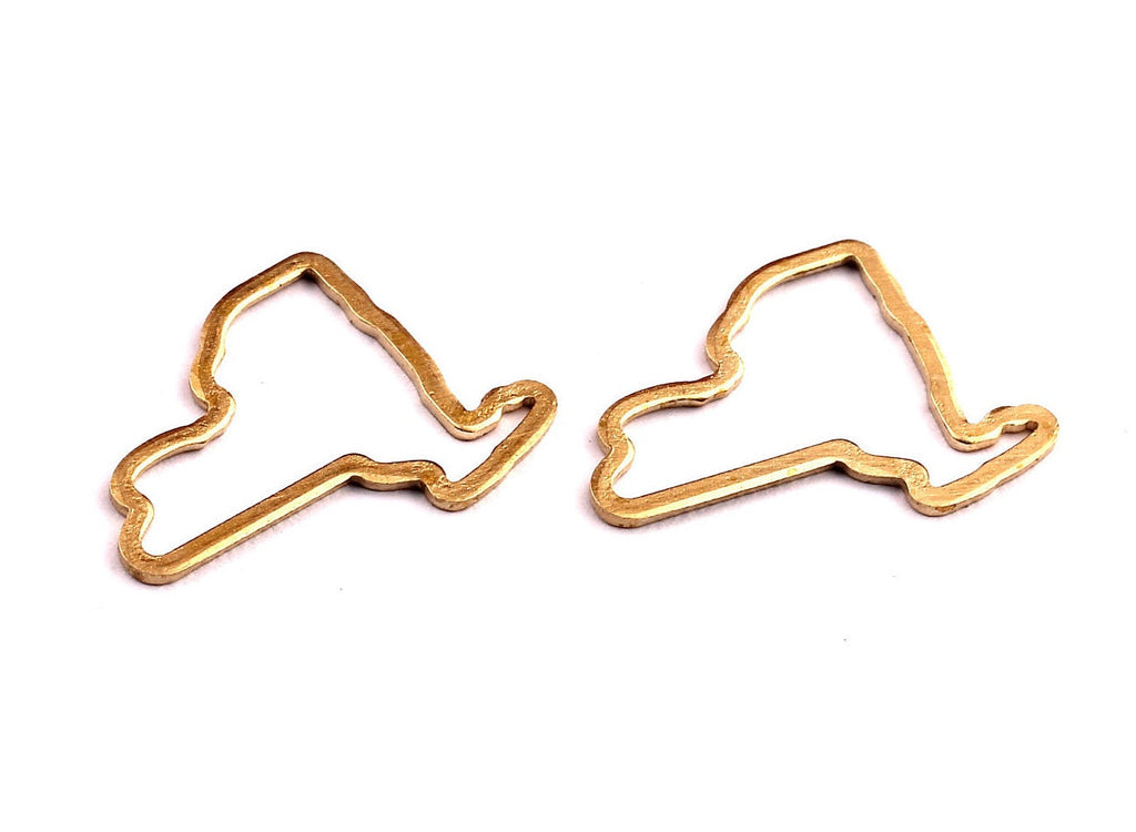 Brass New York State Charms - New York State Shaped Raw Brass Pendant - Jewelry Supplies - 21.5x16mm - PP1267 - DOMEDBAZAAR