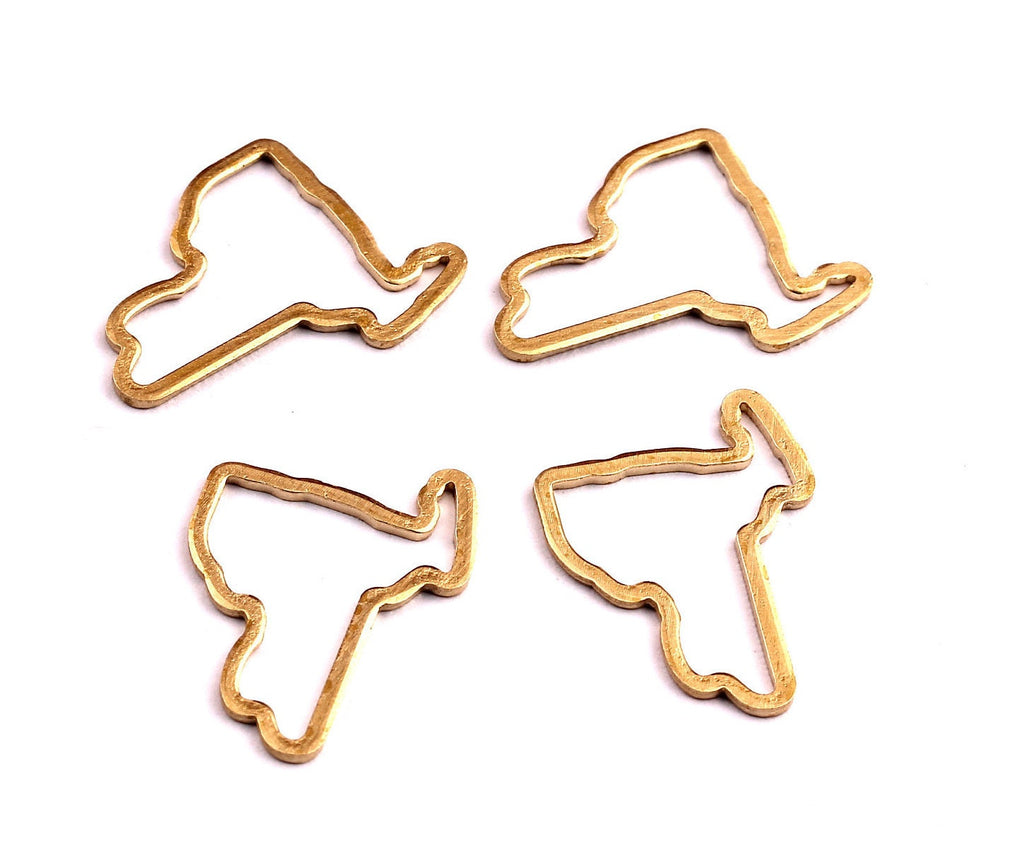 Brass New York State Charms - New York State Shaped Raw Brass Pendant - Jewelry Supplies - 21.5x16mm - PP1267 - DOMEDBAZAAR