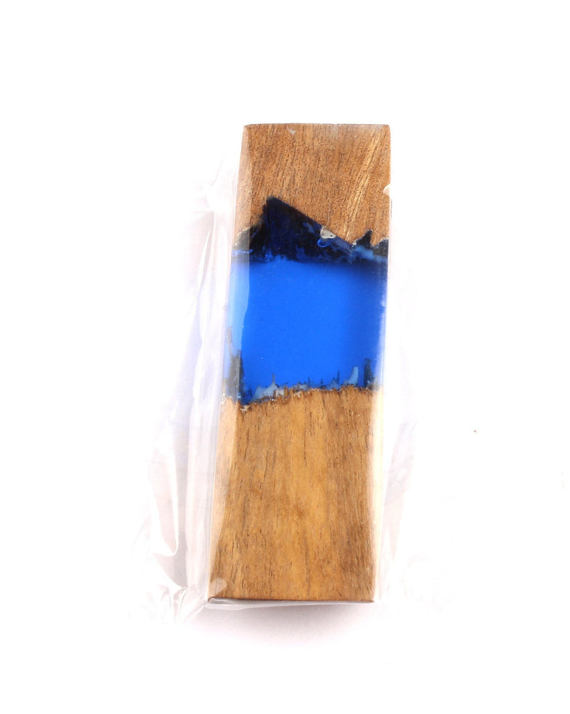 Griding Glue Oak Bark Wood Pendant - Dark Blue Oak Bark Griding Glue - Griding Glue Pendant - 56.2x16.7x8.07mm - BB1049A - DOMEDBAZAAR