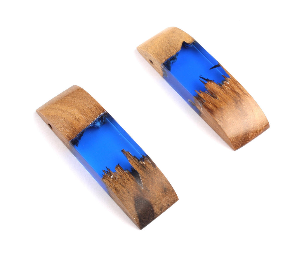 Griding Glue Oak Bark Wood Pendant - Dark Blue Oak Bark Griding Glue - Griding Glue Pendant - 56.2x16.7x8.07mm - BB1049A - DOMEDBAZAAR