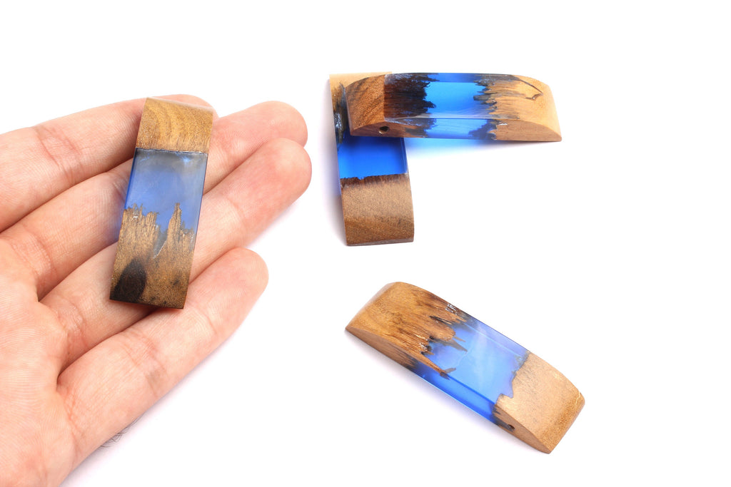 Griding Glue Oak Bark Wood Pendant - Dark Blue Oak Bark Griding Glue - Griding Glue Pendant - 56.2x16.7x8.07mm - BB1049A - DOMEDBAZAAR