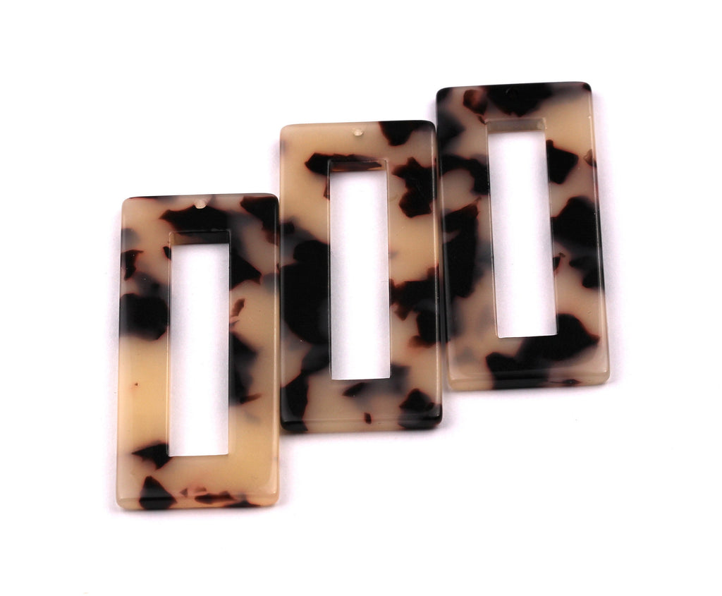 Acetate Rectangle Charms - Blonde Tortoise Shell Earrings - Rectangle Pendant - Color Code: A07 - 48x20mm - AC1025B - DOMEDBAZAAR