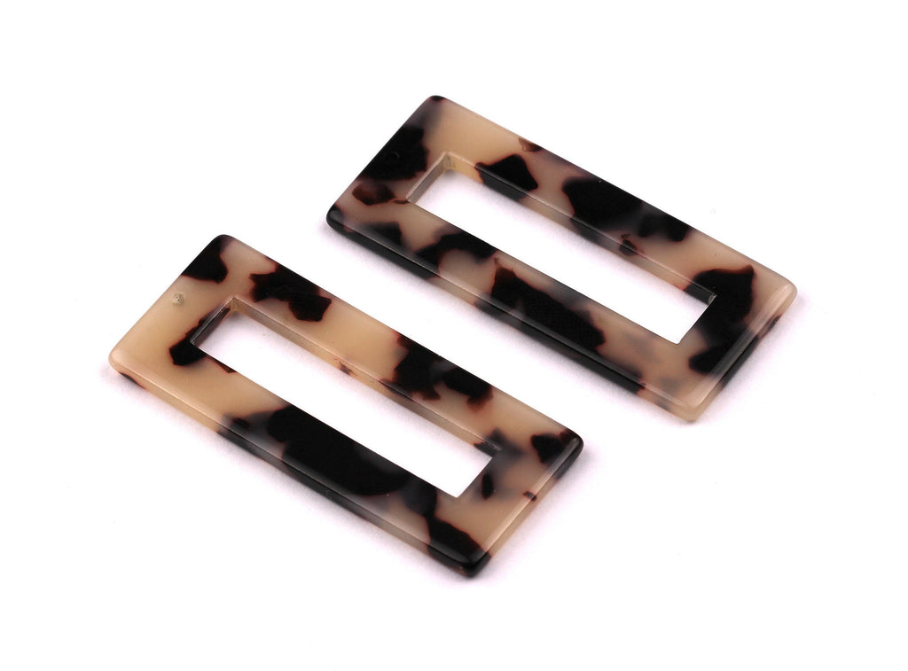 Acetate Rectangle Charms - Blonde Tortoise Shell Earrings - Rectangle Pendant - Color Code: A07 - 48x20mm - AC1025B - DOMEDBAZAAR