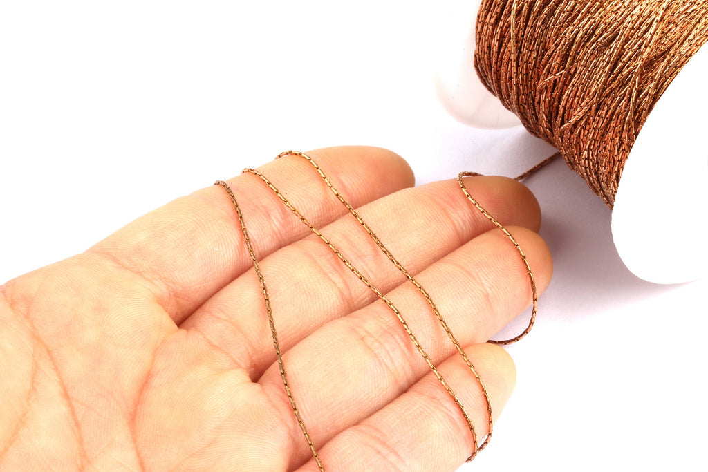 Tiny Snake Chain - Red Raw Brass Chain - 0.03&quot; - for Necklace Bracelet Earing Jewellery Making - CC1053RRB - DOMEDBAZAAR