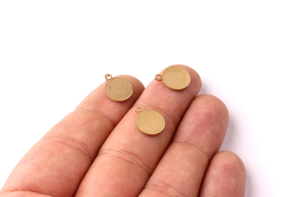 Brass Circle Stamping Tag- Raw Brass Stamping Blank - Raw Brass Charms - Jewelry Supplies - 12x10mm - PP1208 - DOMEDBAZAAR