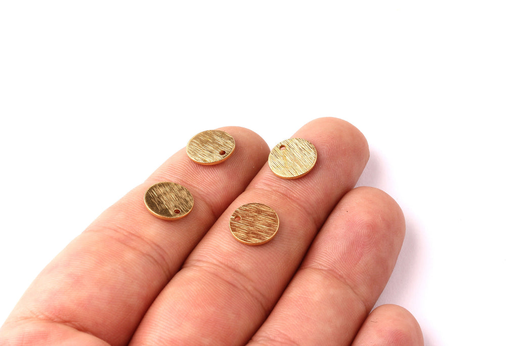 Raw Brass Round Tag- Brass Textured Tag - Raw Brass Charms - Jewelry Supplies - 10x0.8mm - PP1213 - DOMEDBAZAAR