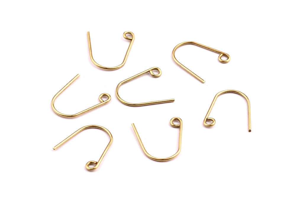 Raw Brass Earring Wires - U Shaped Brass Ear Wire - Jewelry Supplies - 18x16x1mm - PP1250 - DOMEDBAZAAR