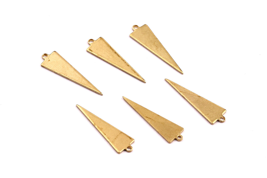 Raw Brass Earring Charms- Triangle Shaped Brass Charms - Jewelry Supplies - 22x6.5x0.75mm - PP1256 - DOMEDBAZAAR