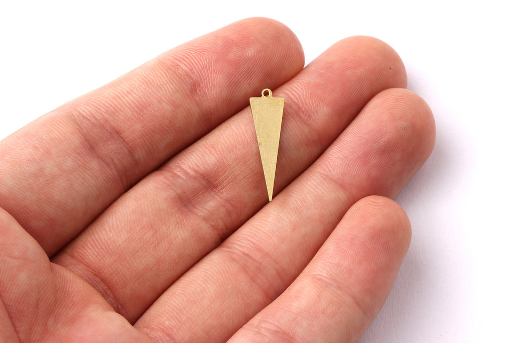 Raw Brass Earring Charms- Triangle Shaped Brass Charms - Jewelry Supplies - 22x6.5x0.75mm - PP1256 - DOMEDBAZAAR