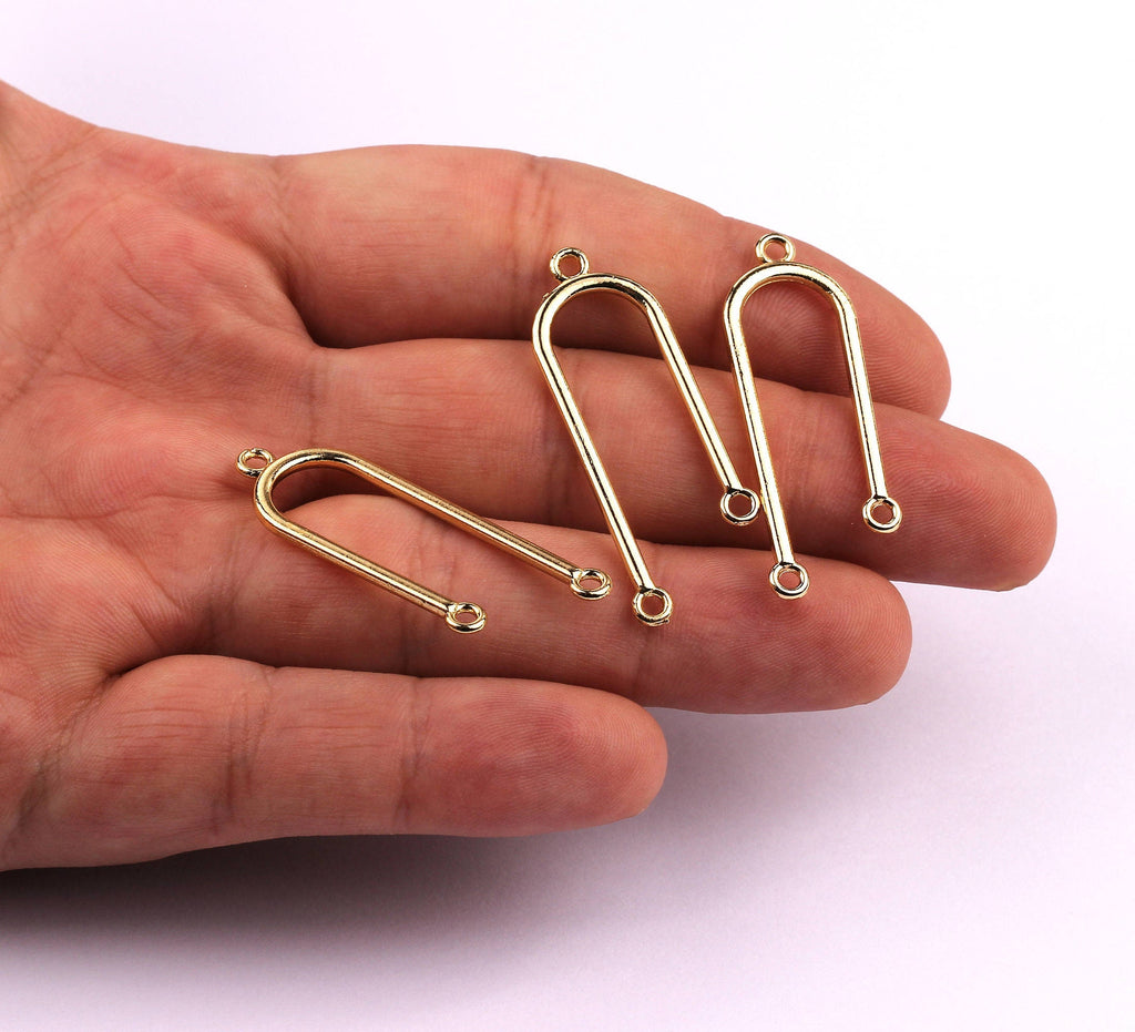 U Shaped Charms- Zinc Alloy Earring Findings - Gold Tone Connector - Alloy Pendant for Necklace - Jewelry Supplies - 40x14x1.8mm - ZZ1167 - DOMEDBAZAAR