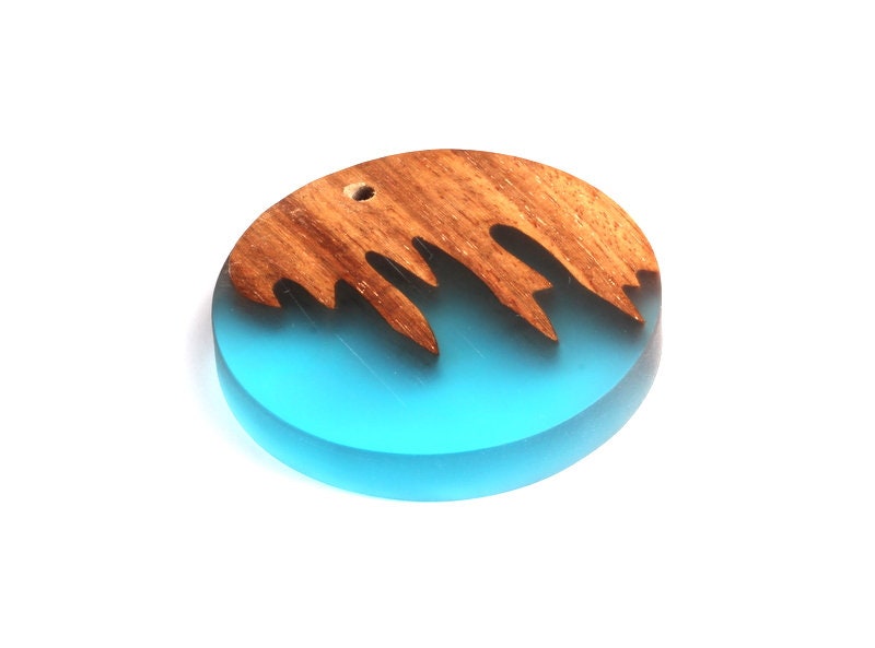 Wood Resin Pendant - Natural Monzo Wooden Charms - Circular Resin Necklace - Jewelry Supplies - Wooden Beads - 53.7x53.7x8.7mm - BB1052C - DOMEDBAZAAR