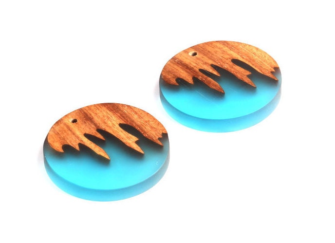 Wood Resin Pendant - Natural Monzo Wooden Charms - Circular Resin Necklace - Jewelry Supplies - Wooden Beads - 53.7x53.7x8.7mm - BB1052C - DOMEDBAZAAR