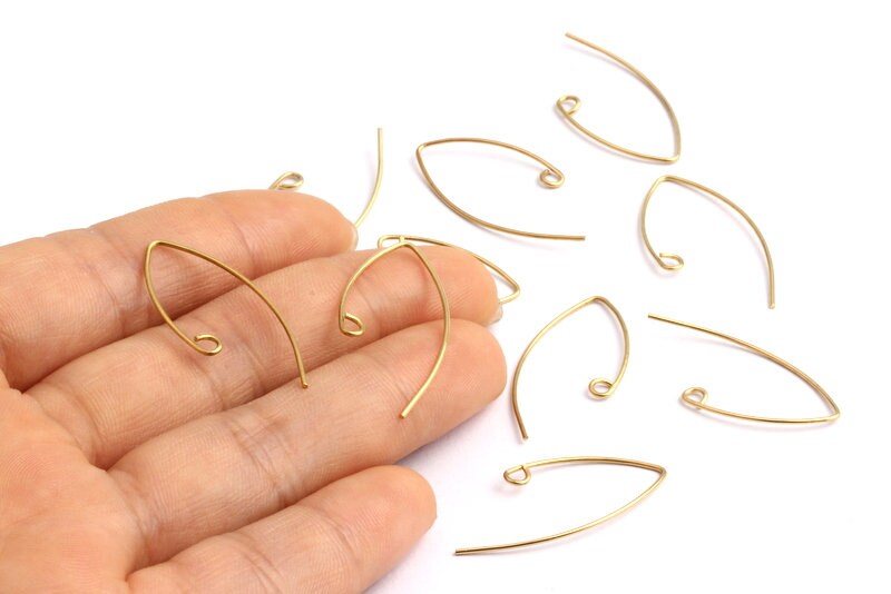 Raw Brass Earring Wires - V Shaped Brass Ear Wire - Jewelry Supplies - 29.3x12.8x0.68mm - PP1314 - DOMEDBAZAAR