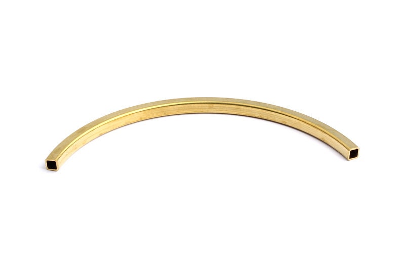 Raw Brass Tube - Raw Brass Square Shaped - Raw Brass Curved Tubes - 105x40x5.2mm - PP1179 - DOMEDBAZAAR