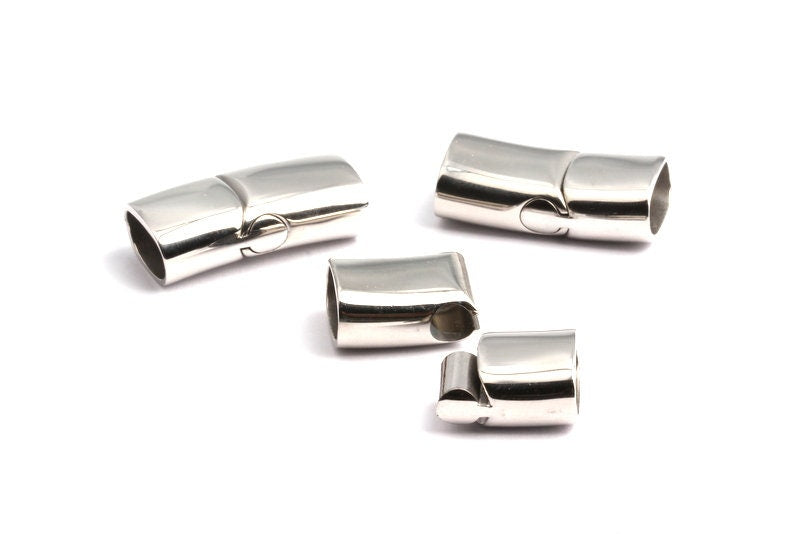 Stainless Steel Magnetic Clasp Charms -  Nickel Flat Leather Cord Clasp - Magnetic Nickel Clasp - 28x14x8mm -SS1004B - DOMEDBAZAAR