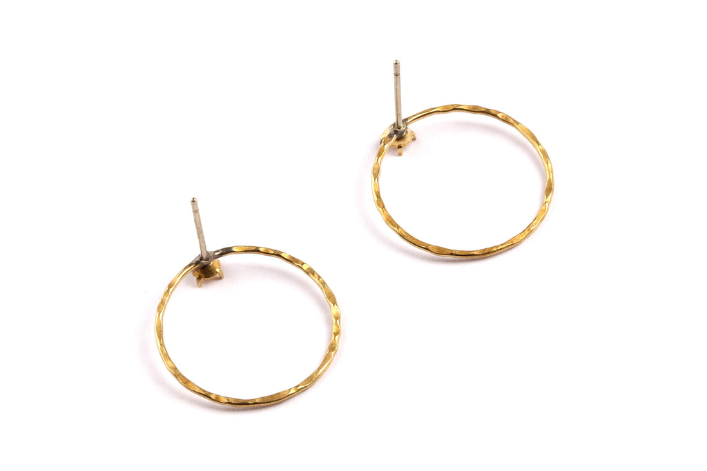 Brass Earring Settings - Raw Brass Round Earrings - Earring Findings - Jewelry Supplies - 20x19x0.7mm - PP1323 - DOMEDBAZAAR