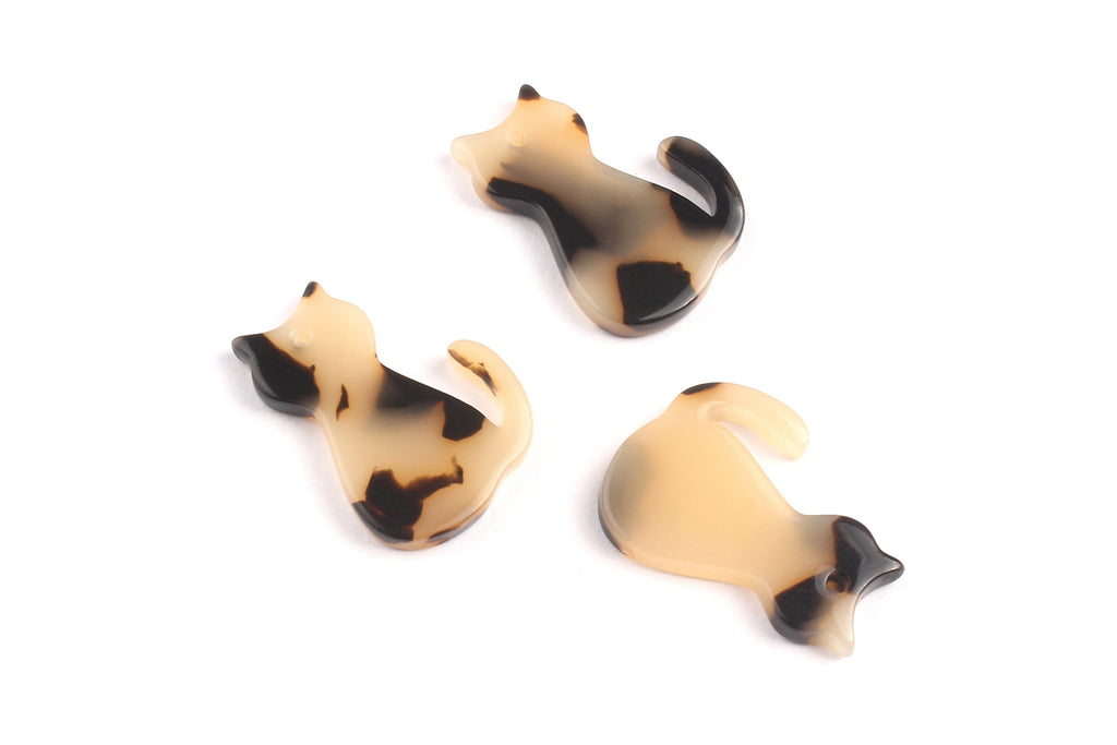 Acetate Cat Charms - Blonde Tortoise Shell Earrings - Cat Earrings and Pendant - Color Code: A08 - 20.78x15.2x2.45mm - AC1073B - DOMEDBAZAAR