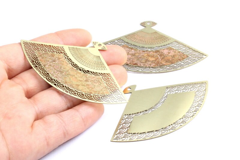 Raw Brass Hollow Out Earring Charms - Exaggerated Earring Charms - Earring Findings - Jewelry Supplies - 43.5x69.3x0.3mm - JJA3822 - DOMEDBAZAAR