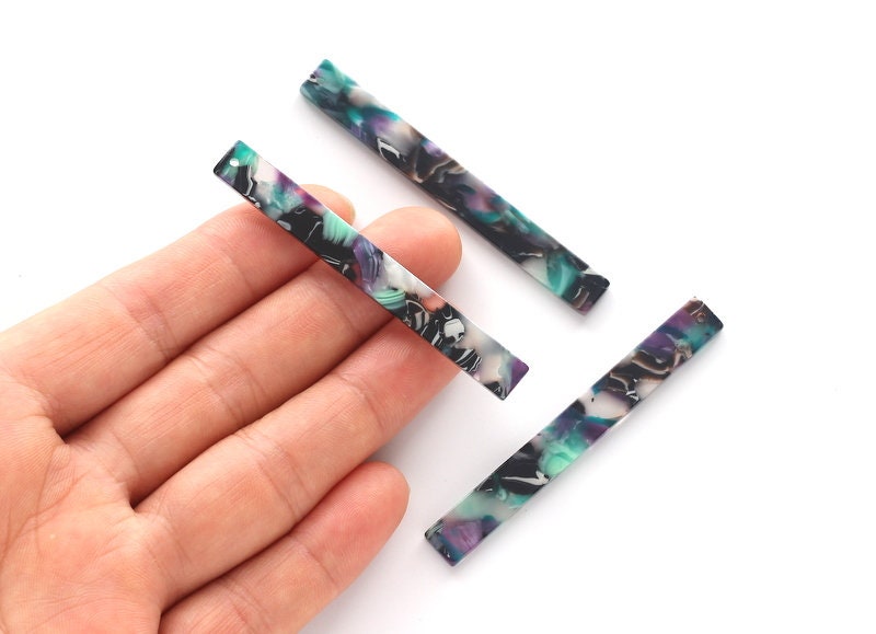 Acetate Stick Charms - Bar Earrings and Pendant - Earring Findings  - Jewelry Supplies - Color Code: A54 - 59x7x2.2mm - AC1049L - DOMEDBAZAAR
