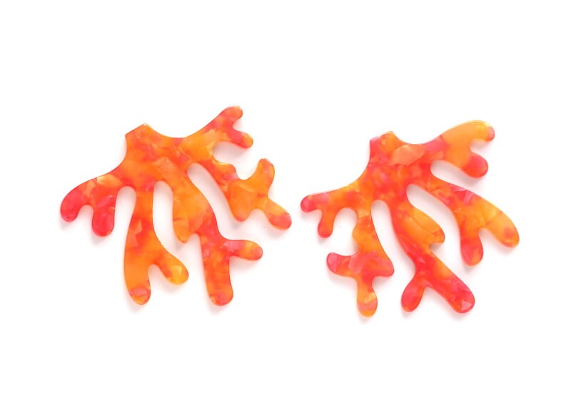 Acetate Coral Charms - Coral Earring and Pendant - Earring Findings - Jewelry Supplys - Color Code: A101 - 59.42x55.96x2.59mm - AC1109A - DOMEDBAZAAR