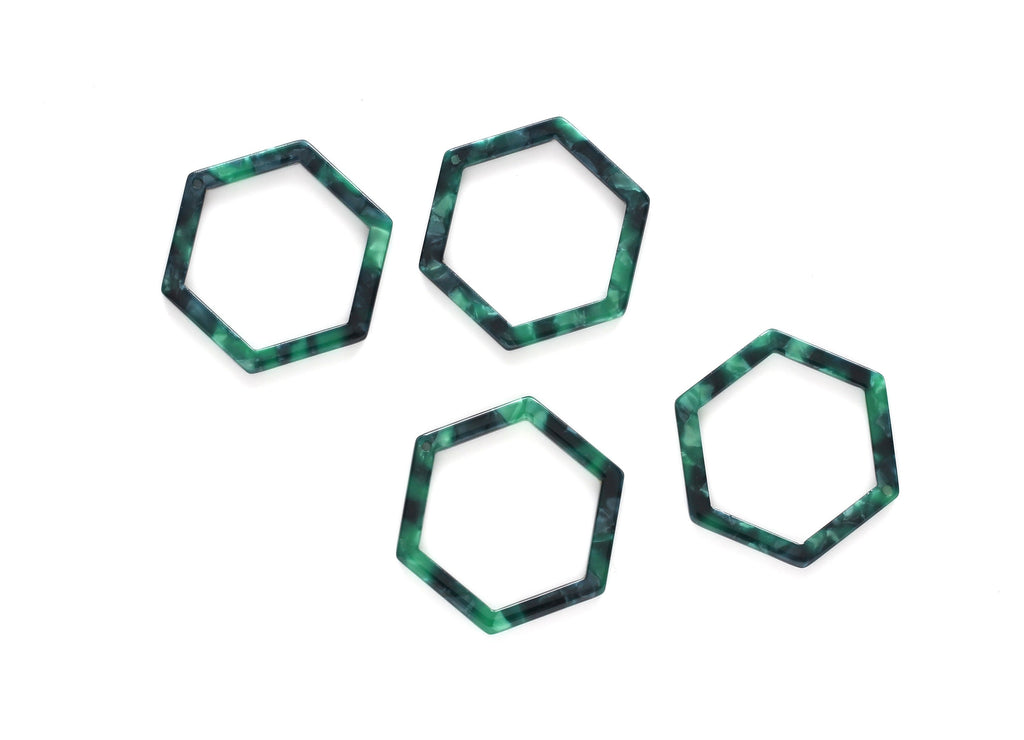 Acetate Hexagon Earring Charms - Hexagon Shaped Pendant - Earring Findings - Jewelry Supplies - Color Code: A13 - 36x32x2.68mm - AC1124C - DOMEDBAZAAR