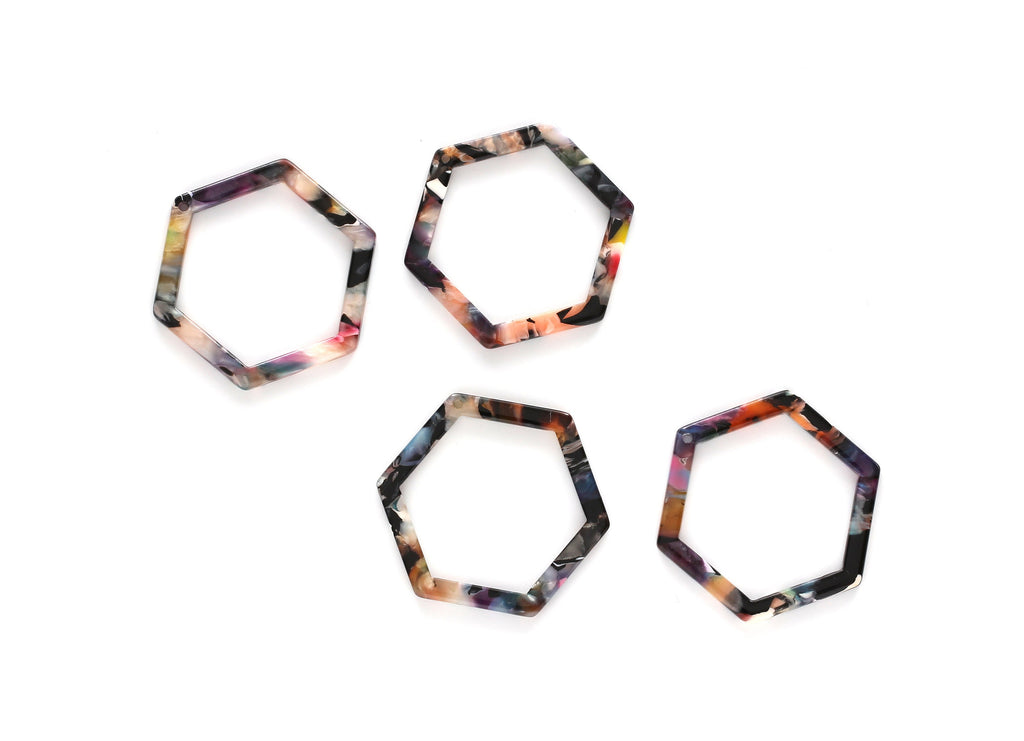 Acetate Hexagon Earring Charm - Acrylic Hexagon Pendant - Earring Findings - Jewelry Supplies - Color Code: A58 - 44.75x39x2.68mm - AC1125E - DOMEDBAZAAR