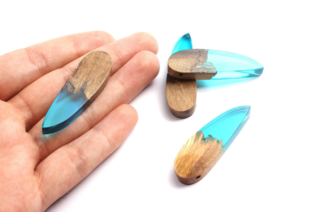 Griding Glue Oak Bark Wood Pendant - Oak Bark Griding Glue - Blue Griding Glue Pendant - 51.1x15.5x7.18mm - BB1042A - DOMEDBAZAAR