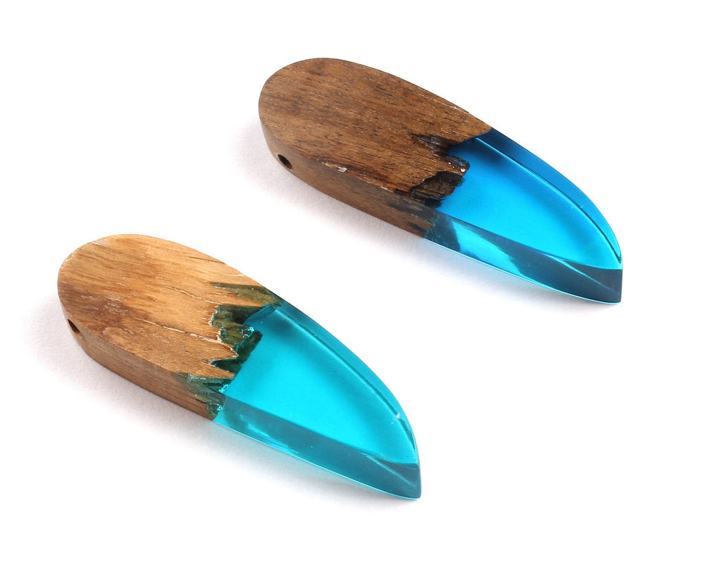 Griding Glue Oak Bark Wood Pendant - Oak Bark Griding Glue - Turquoise Griding Glue Pendant - 51.1x15.5x7.18mm - BB1042B - DOMEDBAZAAR