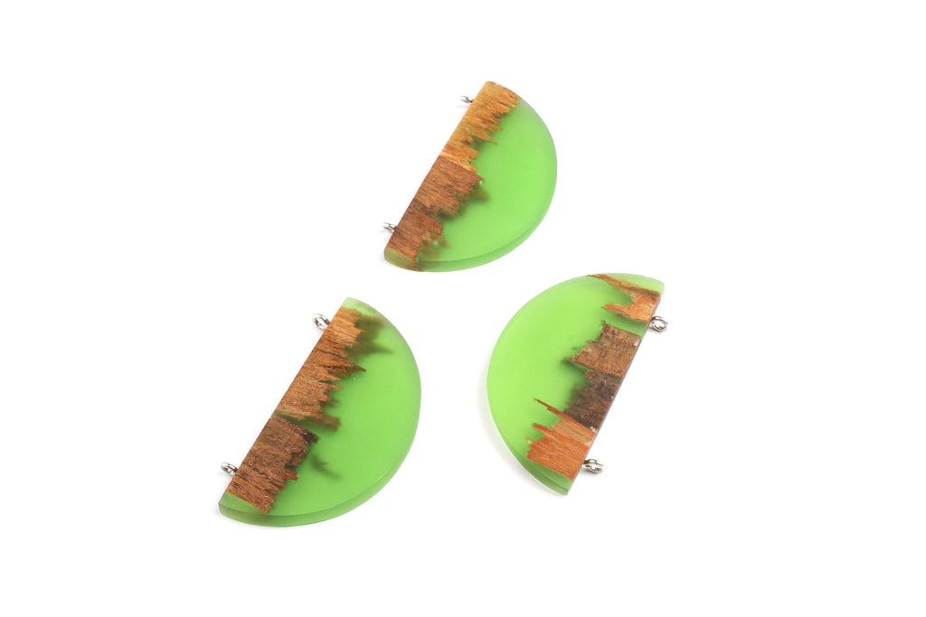 Griding Glue Oak Bark Wood Pendant - Green Circle Shaped Oak Bark Griding Glue - Griding Glue Pendant - 29.9x49.7x4.66mm - BB1048B - DOMEDBAZAAR
