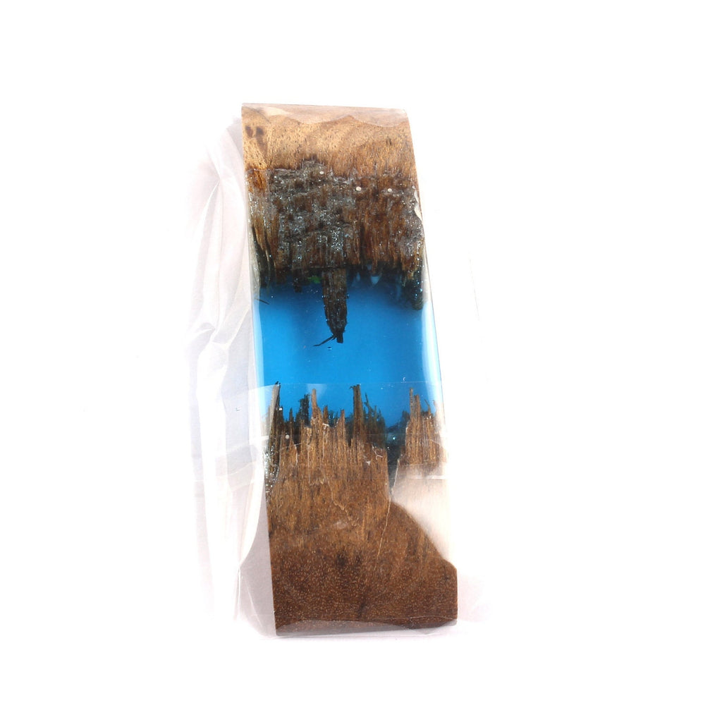 Griding Glue Oak Bark Wood Pendant - Blue  Oak Bark Griding Glue - Griding Glue Pendant - 56.2x16.7x8.07mm - BB1049B - DOMEDBAZAAR