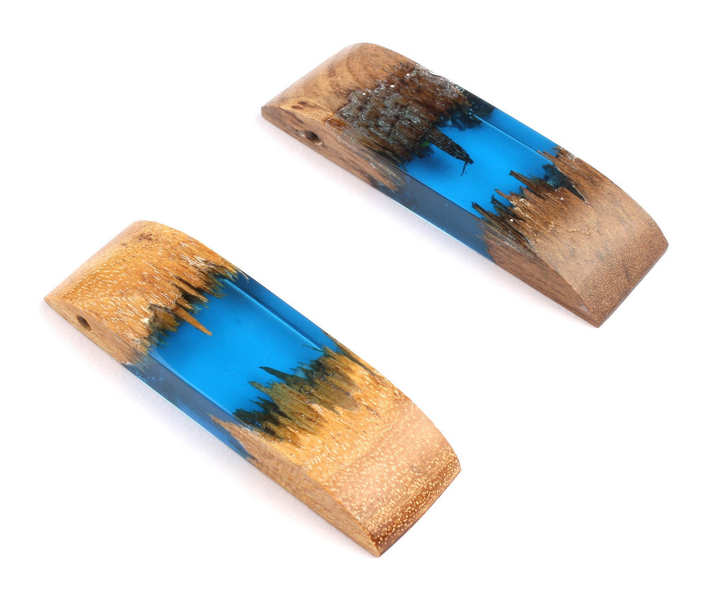 Griding Glue Oak Bark Wood Pendant - Blue  Oak Bark Griding Glue - Griding Glue Pendant - 56.2x16.7x8.07mm - BB1049B - DOMEDBAZAAR