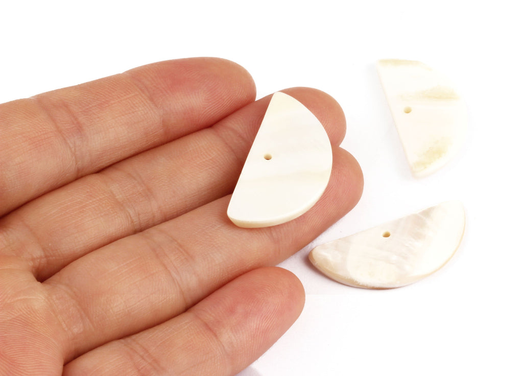 Mussel Shell Paillettes - Seashell Supply - Shell Earrings-Semicircle Shaped Pendant - Earring Findings - 29x13.5x2.5mm -SF1001 - DOMEDBAZAAR