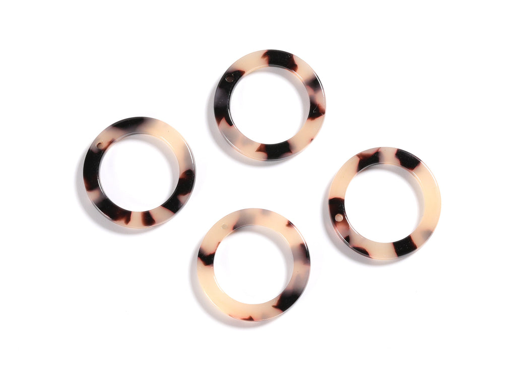 Acetate Hoop Earrings Charms - Blonde Tortoise Hoop Shell Earrings - Round Circle  Shaped - Color Code: A06 - 22.8x22.8x2.63mm - AC1118B - DOMEDBAZAAR