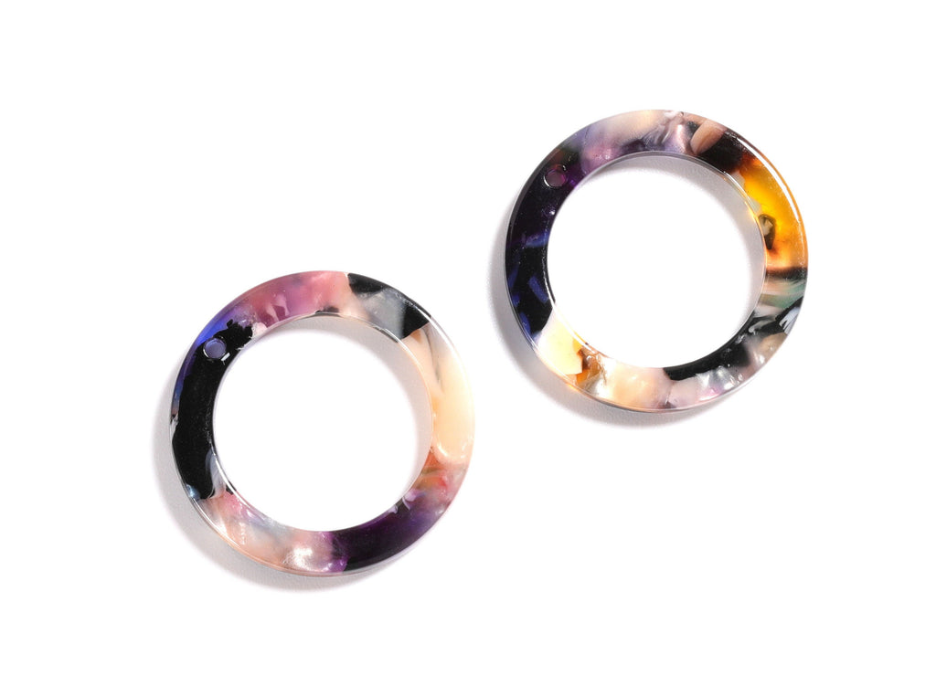 Acetate Hoop Charms - Circle arrings and Pendant - Earring Findings - Jewelry Supplies - Color Code: A58 - 22.8x22.8x2.63mm - AC1118E - DOMEDBAZAAR