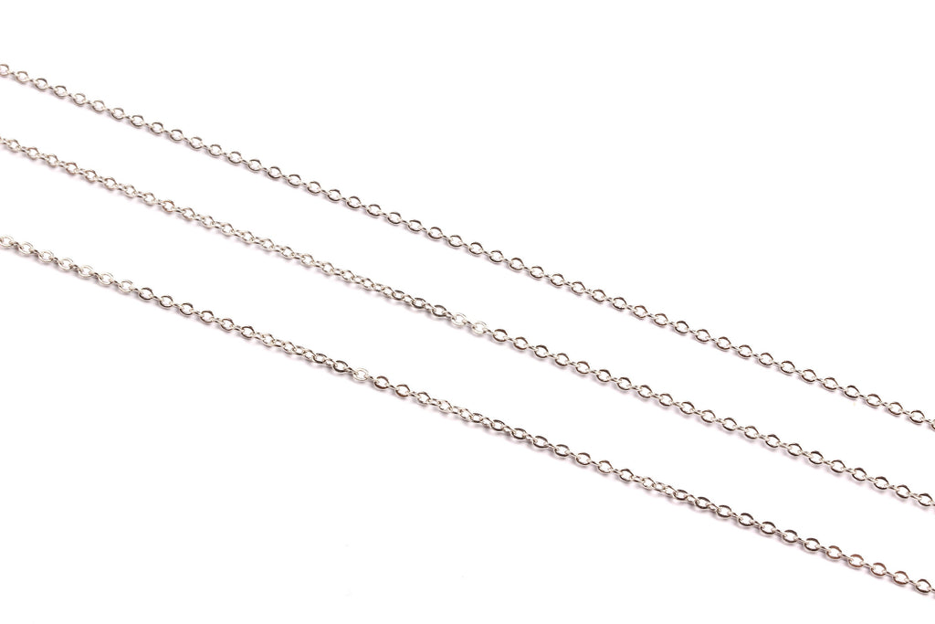 Flat Soldered Cable Chain - Iron Chain - Silver Tone Plated - Soldered Link Chain - 0.08&quot; x 0.06&quot; x 0.01&quot; -  Jewelry Making - CC1041i-S - DOMEDBAZAAR