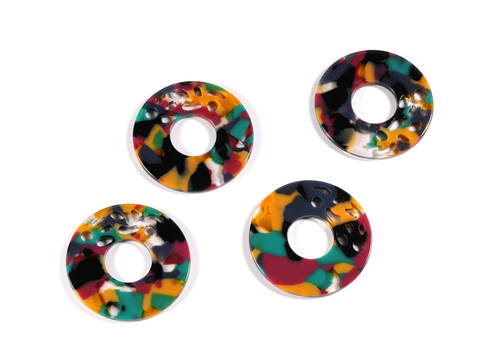 Acetate Hoop Earrings Charms - Circle Shaped Pendant - Earring Findings - Jewelry Supplies - Color Code: A25 - 39.8x39.8x2.5mm - AC1032C - DOMEDBAZAAR