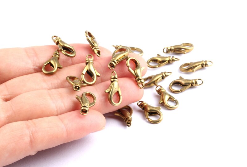 Brass Parrot Claps - Raw Brass Lobster Claw Claps -Making Jewelry - Jewelry Supplies - 14x9.37x3.8mm - KS1005 - DOMEDBAZAAR