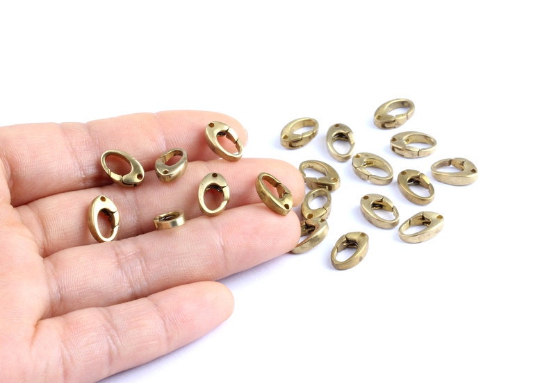 Brass Parrot Claps - Raw Brass Lobster Claw Claps - Oval Shaped Parrot  Claps - Making Jewelry - Jewelry Supplies - 11.3x6.8x3.22mm - KS1009 - DOMEDBAZAAR