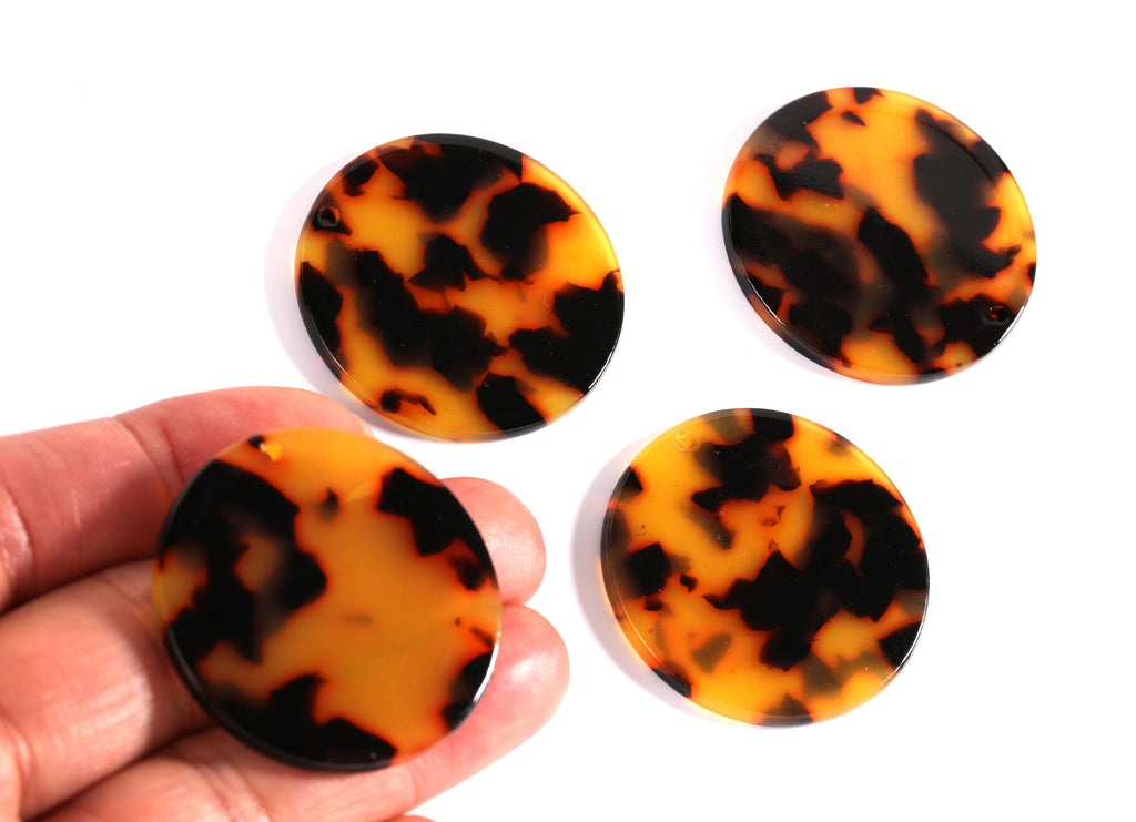 Acetate Acrylic Earring Charms - Tortoise Shell Earrings - Coin Pendant - Jewelry Supplies - Color Code: A01 -34.7x34.7x2.66mm - AC1135G - DOMEDBAZAAR