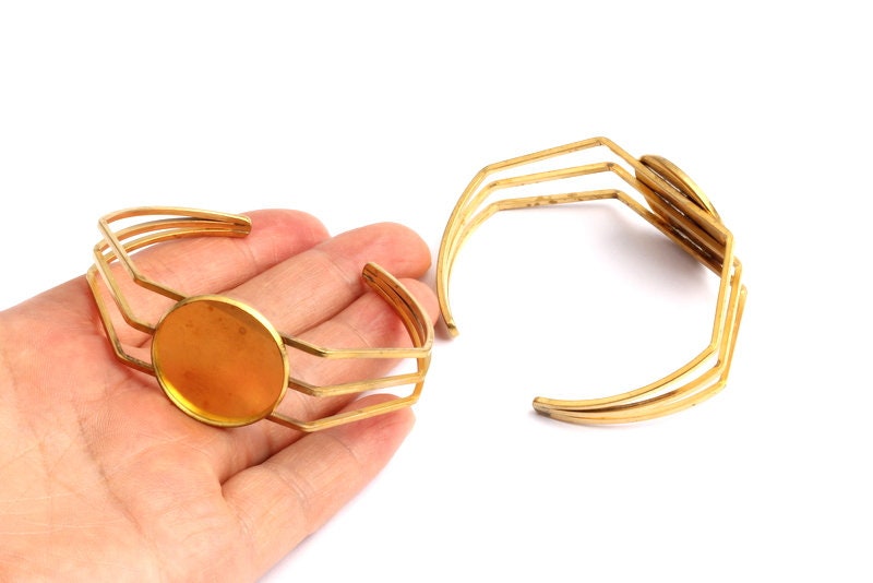 Adjustable Bangle Bracelet - Raw Brass Hexagon Engraving - Expandable Wire Bangle For Charms - Jewelry Supplies - 51.7x67.7x1.7mm - BRC7 - DOMEDBAZAAR