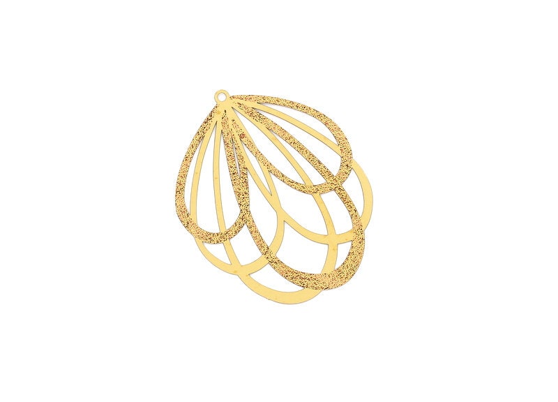 Raw Brass Flower Shaped Earring Charms - Hallow Out  Earring Charms - Earring Findings - Jewelry Supplies - 47x38mm - JJB2931 - DOMEDBAZAAR
