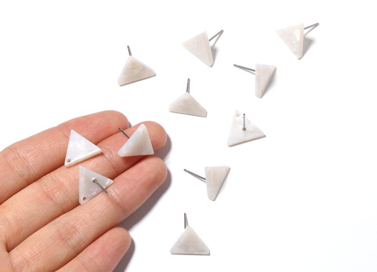Acetate Acrylic Triangle Earring Stud - Triangle Earrings Post - Jewelry Supplies - Color Code: A12 - 14.29x12.49x2.5mm - AC1136B - DOMEDBAZAAR
