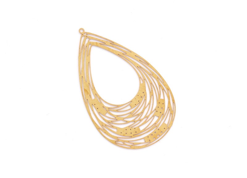Raw Brass Marquise Shaped Earring Charms - Hallow Out Earring Finding - Jewelry Making - Jewelry Supplies - 60.1x36.9mm - JJB3245 - DOMEDBAZAAR