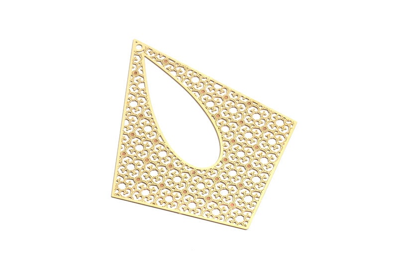 Raw Brass Teardrop Shaped Earring Charms - Geometric Shaped Earring Findings - Jewelry Supplies - 70.2x55.5x0.3mm - JJA3670 - DOMEDBAZAAR