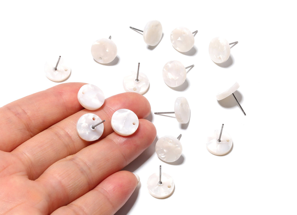 Acetate Round Earring Stud - Round Earring Post and Stud - Earring Findings - Color Code: A12 - 11.7x11.7x2.6mm - AC1139B - DOMEDBAZAAR