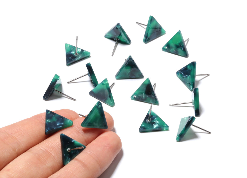 Acetate Triangle Earring Stud - Acetate Triangle Earring Post - Earring Post - Jewelry Supplies - Color Code: A13 - 14x12.5x2.5mm - AC1136A - DOMEDBAZAAR