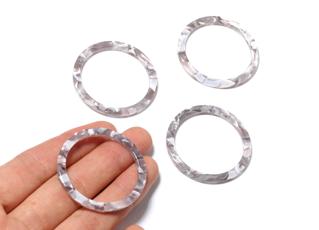 Acetate Hoop Earrings Charms - Circle Shaped Pendant - Earring Findings - Jewelry Supplies - Color Code: A20 - 36.5x36.5x2.6mm - AC1120F - DOMEDBAZAAR