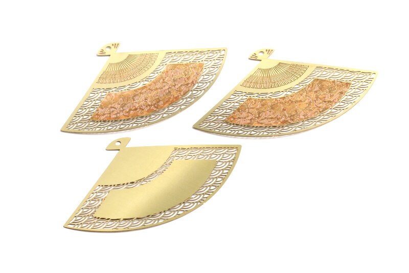 Raw Brass Hollow Out Earring Charms - Exaggerated Earring Charms - Earring Findings - Jewelry Supplies - 43.5x69.3x0.3mm - JJA3822 - DOMEDBAZAAR